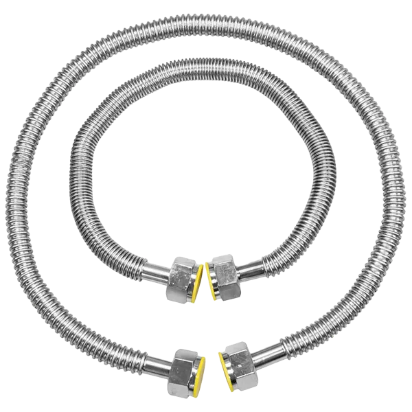 [512073] 3/4" BSP x 3/4" BSP Brass Nut x 24" with 1/2" (18 - 13) Extending Water-Flex (Pair)